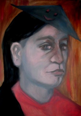 Mann mit Dreieckshut, Öl, 70 x 50, 2012